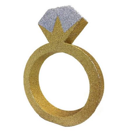 Creative Party Gouden Glitter Engagement Ring tafeldecoratie (Goud)