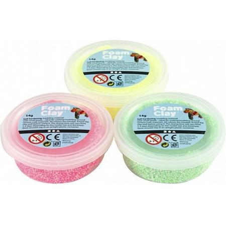 Creotime Foam Clay Glitter Roze/geel/groen 3 X 14 Gram