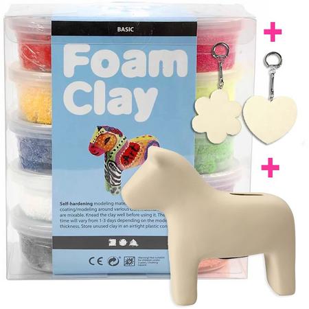 Foam Clay - Klei - Set met Spaarpot Paard en 2 Sleutelhangers