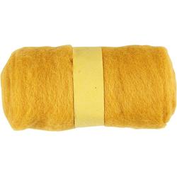 Gekaarde wol, 100 gr, geel