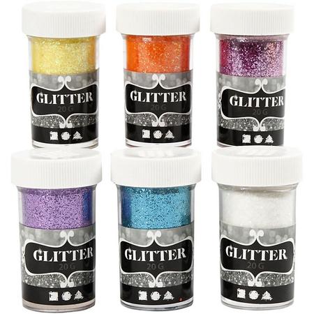 Glitter - Assortiment, 6x20 gr