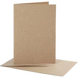Kaarten & Enveloppen, afmeting kaart 10,5x15 cm, naturel, 10 sets