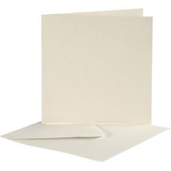 Kaarten & Enveloppen, afmeting kaart 12,5x12,5 cm, off-white, 10 sets