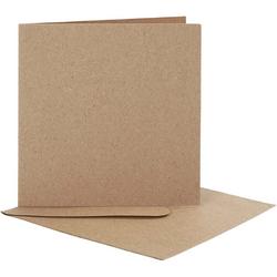 Kaarten en enveloppen, afmeting kaart 12,5x12,5 cm, afmeting envelop 13,5x13,5 cm, naturel, 10sets