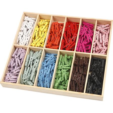 Mini wasknijpers - Assortiment, l: 25 mm, kleuren assorti, 288 assorti