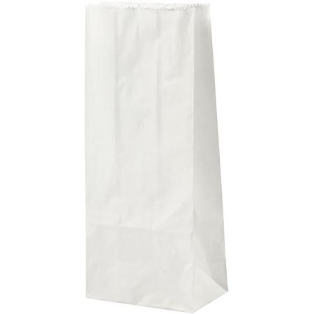 Papieren zakken, afm 10x6x24 cm, wit, 100 stuks