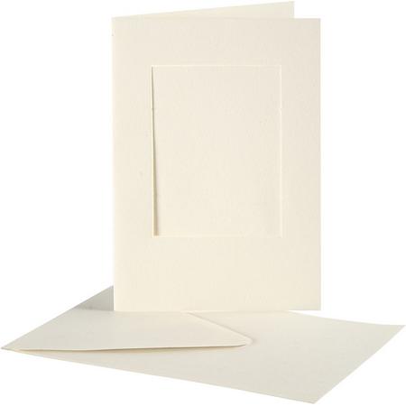 Passepartout Kaarten, afmeting kaart 10,5x15 cm, off-white, rechthoek, 10 sets