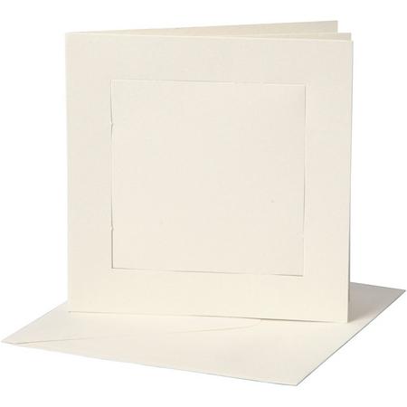 Passepartout Kaarten, afmeting kaart 12,5x12,5 cm, off-white, vierkant, 10 sets