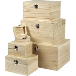 Set houten dozen, Keizerin boom, 6 assorti