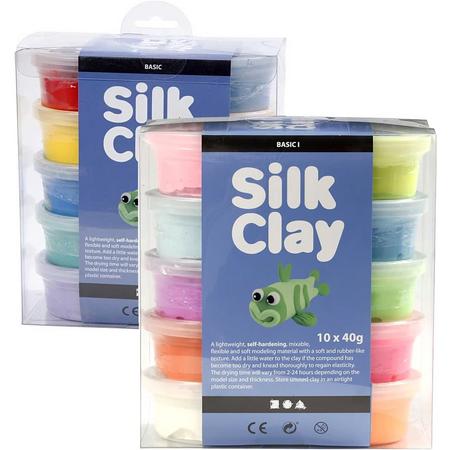 Silk Clay - Klei - Basisset 1 en 2 - set met 20 kleuren