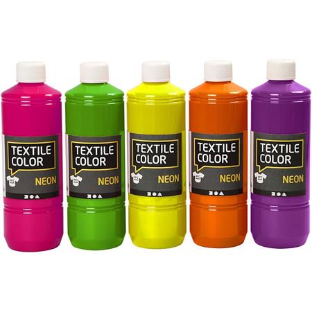 Textile Color - Assortiment, kleuren assorti, 5x500 ml
