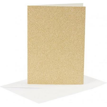 glitterkaarten met enveloppen 10,5 x 15 cm 4 stuks goud