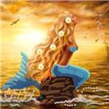 Diamond Painting Crystal Card Kit ® Mermaid 18x18 cm, Partial Painting