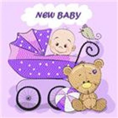 Diamond Painting Crystal Card Kit ® New Baby 18x18 cm, Partial Painting