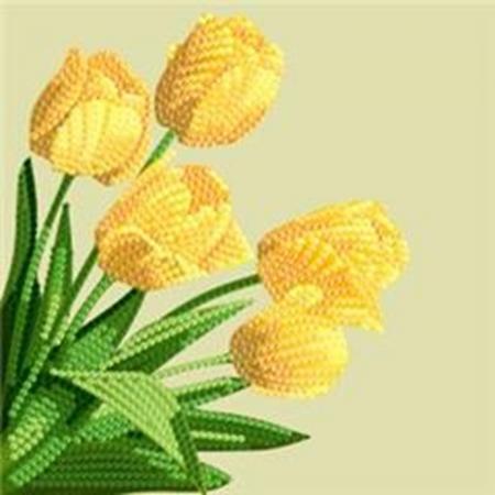 Diamond Painting Crystal Card Kit ® Sunshine Tulips 18x18cm, Partial Painting