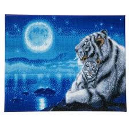 Diamond Painting Crystal Art Lullaby White Tigers 40x50 cm, Full Painting