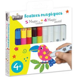Magische markeringen - 5 gekleurde en 4 magische viltstiften om heerlijk mee te kleuren - Eindeloos tekenen met je kleintje