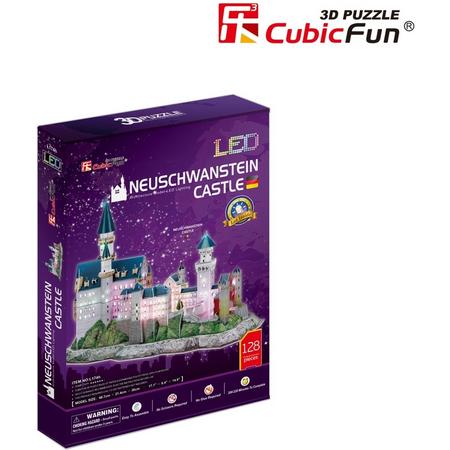 House of Holland Neuschwanstein Castle LED - 3D Puzzel - 128 stukjes