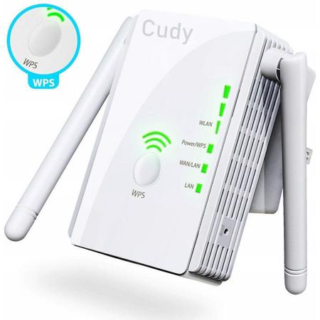 Cudy - Wifi Signaalversterker - Stopcontact - Ethernet - Wireless Range Extender- 300 mbps - 2.4 Ghz - Wit