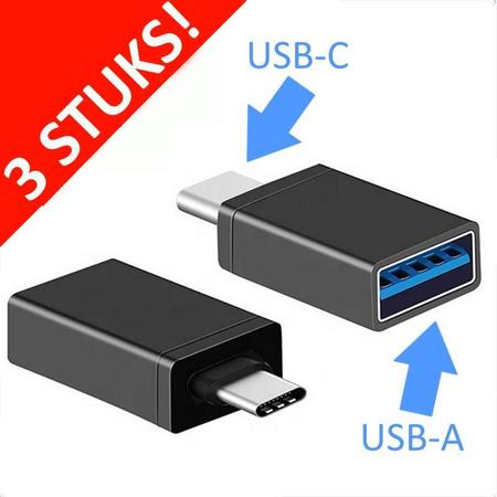 3 PACK USB-C naar USB-A adapter OTG Converter USB 3.0 - USB C to USB A HUB - Curley