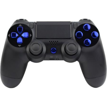 Zwart / Blauw Chrome - Custom Sony PlayStation PS4 Wireless Dualshock 4 V2 Controller