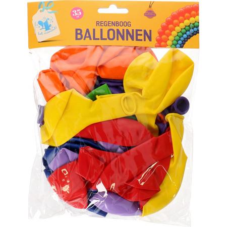 Ballonnen regenboog mix dia 30 cm 35 stuks
