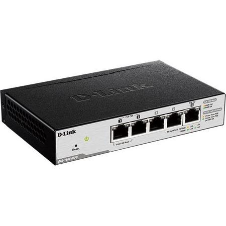 D-Link DGS-1100-05PD Beheerde netwerkswitch L2 Gigabit Ethernet (10/100/1000) Power over Ethernet (PoE) Zwart netwerk-switch