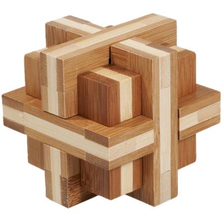 Puzzel - IQ puzzel - Bamboe - Dubbel kruis - 8.7x7.0x8.7cm