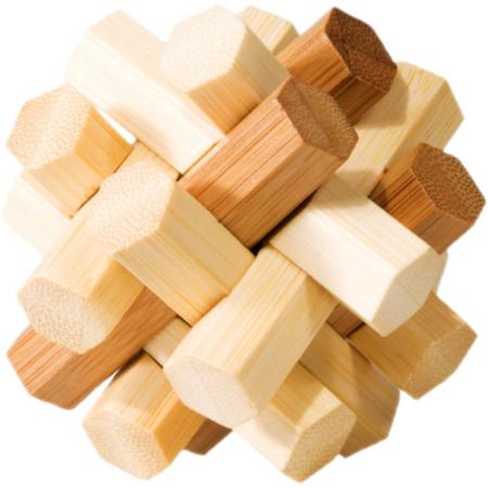 Puzzel - IQ puzzel - Bamboe - Dubbele knoop - 8.7x7.0x8.7cm