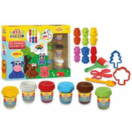 Dede 3D Animals Deegset, 6 verschillende kleuren Speeldeeg, schaar en gevormde vormen, geschikt voor kinderen vanaf 36 maanden, Kleurrijk en eduKatief speelgoed voor kinderen
