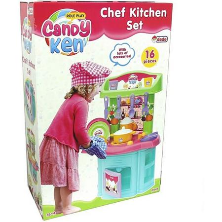 Dede Chef Kitchen Set voor kinderen, geschikt voor kinderen van 3 jaar en ouder, 16 stuks, kleurrijk en eduKatief speelgoed voor kinderen, grondstof voor de gezondheid van kinderen