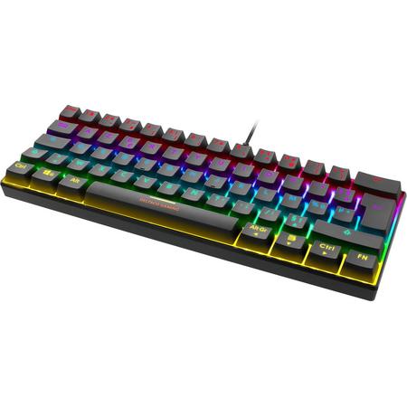 Deltaco Gaming GAM-075-FR Mechanisch RGB verlicht gaming toetsenbord / keyboard 60% grootte, rode switches - France / Franse layout