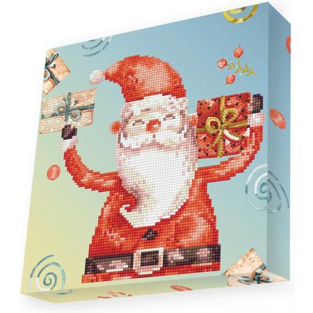 Knutselpakket met Ronde Steentjes, Dotz voor Volwassenen, Hobbypakket voor Kinderen Vanaf 8 Jaar - DBX.048 DOTZ - BOX Diamond Dotting kit - 28x28cm - Santa Cheer