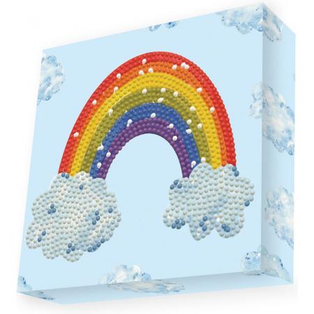 Knutselpakket met Ronde Steentjes, Dotz voor Volwassenen, Hobbypakket voor Kinderen Vanaf 8 Jaar - DBX.051 DOTZ - BOX Diamond Dotting kit - 15x15cm - Rainbow Smile