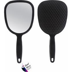 Cosmetische handspiegel van kunststof zwart 26,5 cm - Make up spiegels