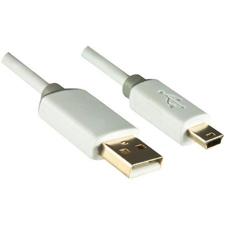 DINIC USB A/Mini USB B 0.5m 0.5m USB A Mini-USB B Mannelijk Mannelijk Wit USB-kabel