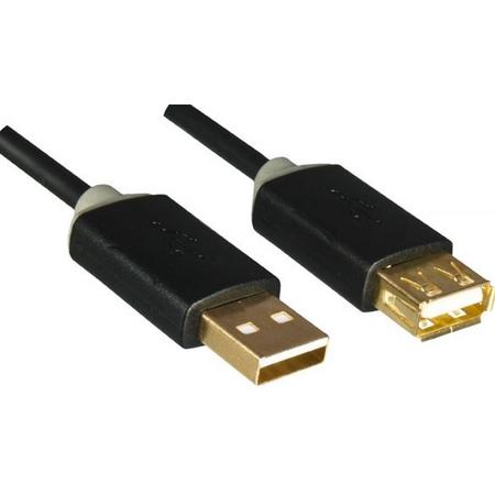DINIC USB A/USB B 2m 2m USB A USB A Mannelijk Vrouwelijk Zwart, Grijs USB-kabel