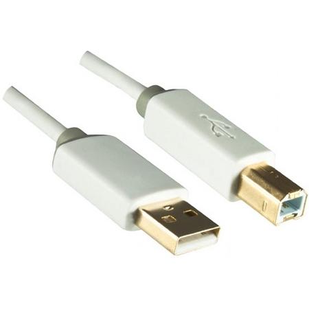 DINIC USB A/USB B 5m 5m USB A USB B Mannelijk Mannelijk Wit USB-kabel
