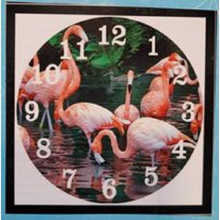Diamond Painting klok - Klok om te painten - Flamingos