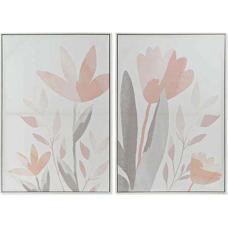 Schilderij DKD Home Decor polyestyreen Blommor Canvas (2 pcs) (62.2 x 3.5 x 92 cm)