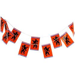 Oranje Vlaggetjes met Leeuw - Oranje vlaggenlijn - EK accessoires - Oranje versiering - EK 2021 - EK voetbal - 8 meter - 30 x 20cm