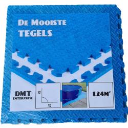 De Mooiste Tegels - Zwembad Tegels - EVA Foam - DMT enterprise - 0.62m x 0.62m x 1cm - Pak van 4 Stuks - 1.24M² - Blauw - Zwembad Grondzeil - Vloer Tegel - Extra Dik!