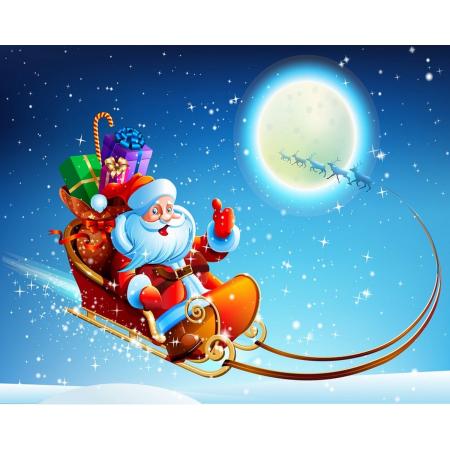 DP Benelux Diamond Painting - Vliegende kerstman met cadeaus  - formaat 75 x 60 cm - Volledige bedekking - Vierkante steentjes in afsluitbare potjes – Gemaakt in Nederland – Hoogste kwaliteit – Snelle levering!