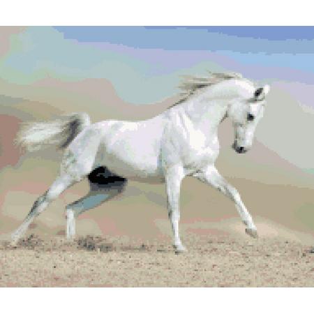 Diamond Painting Wit Paard in Stofwolk - 40 x 60 cm (Volledige bedekking, vierkante steentjes)