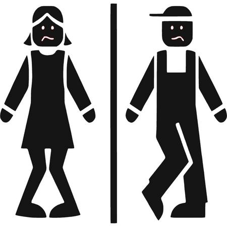WC sticker Toilet sticker  Man & Vrouw 02 (zwart) (20x30cm)