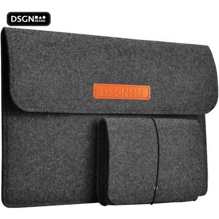 DSGN Laptop Vilten Soft Sleeve met Handtas 14 Inch - Laptop Case - Bescherming Cover Hoes - Donkergrijs
