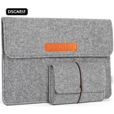 DSGN Laptop Vilten Soft Sleeve met Handtas 14 Inch - Laptop Case - Bescherming Cover Hoes - Grijs