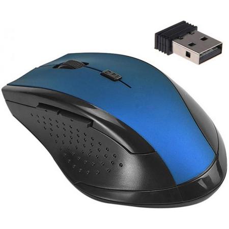 DVSE - Luxe Draadloze optische muis geschikt voor gaming. Fijn in de hand. Blauw