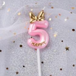 DW4Trading Cijferkaars 5 - Verjaardagskaars - Taartversiering - Roze