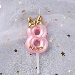 DW4Trading Cijferkaars 8 - Verjaardagskaars - Taartversiering - Roze